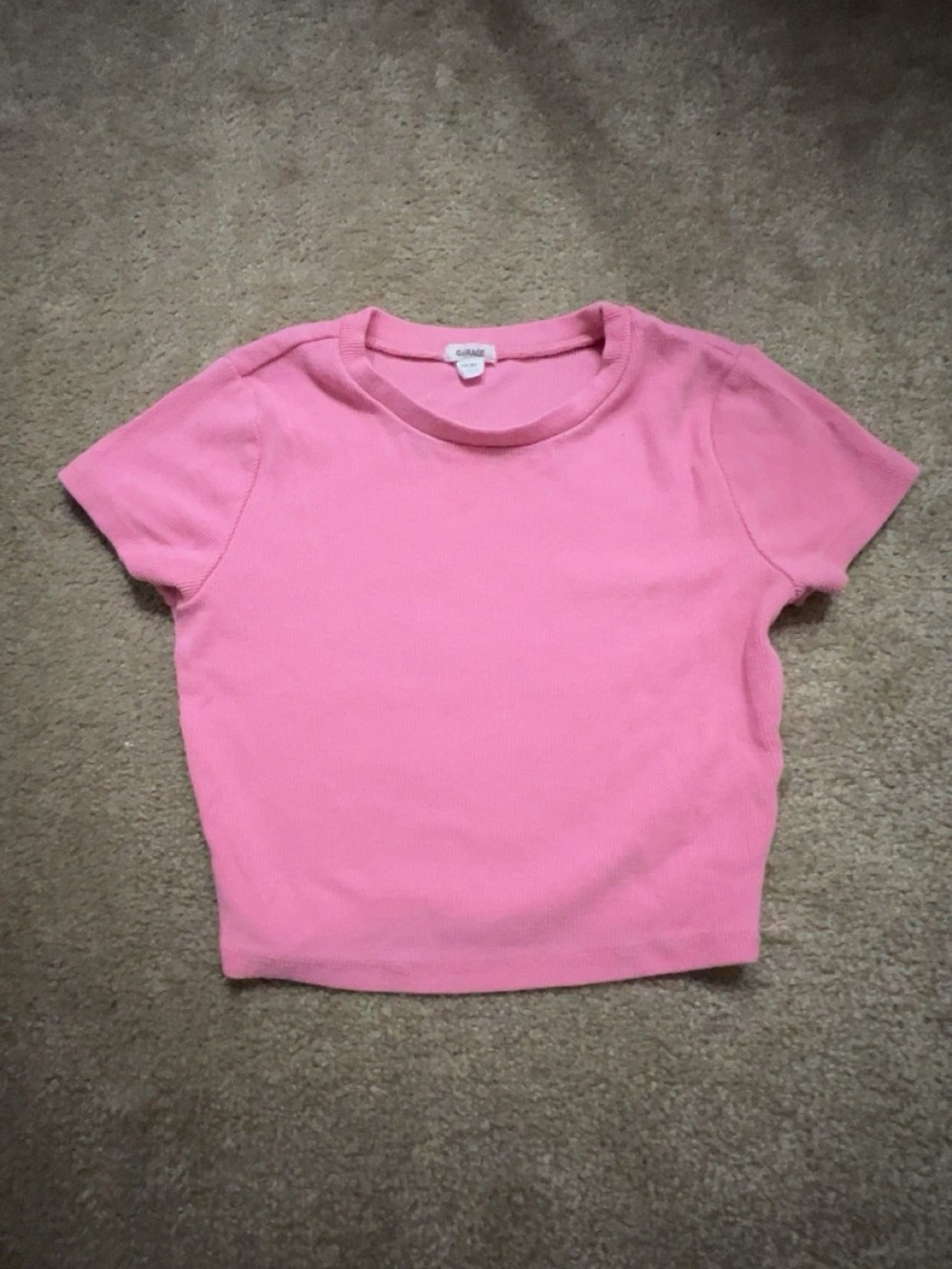 Garage Pink Ribbed Crop Top
